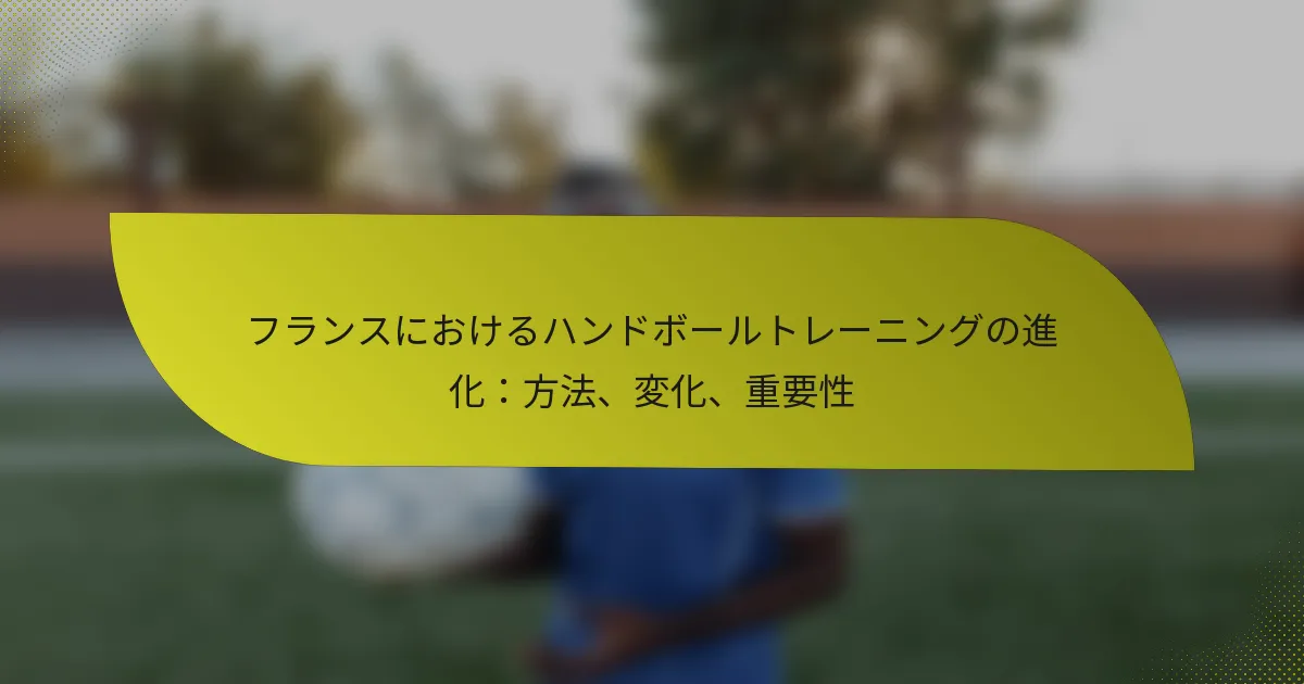 フランスにおけるハンドボールトレーニングの進化：方法、変化、重要性